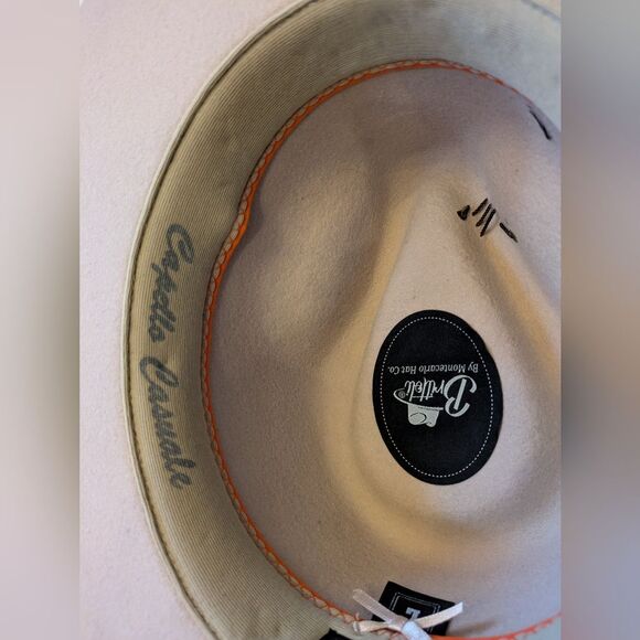 Brittoli Beige Tan Bullhide Leather Hat Montecarlo Hat Co L Large main image 7